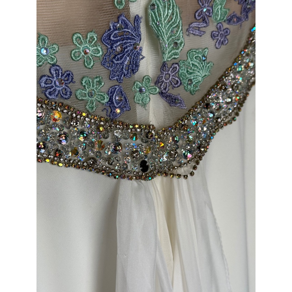 NEW Rachel Allan Prom Pageant Evening Gown Dress White Lavender Green Beads Sz 0 - Picture 13 of 13